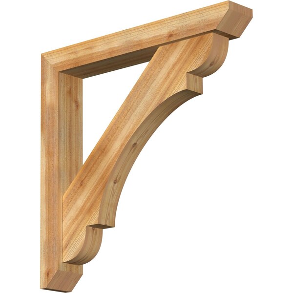 Ekena Millwork Olympic Slat Rough Sawn Bracket w/ Offset Brace, Western Red Cedar, 6"W x 40"D x 40"H BKT0604X40X40OLY06RWR - main